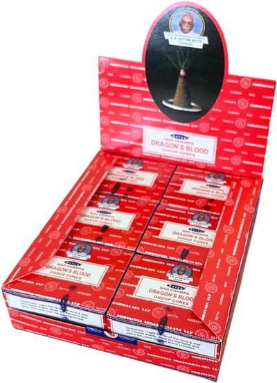 Satya - Dragon's Blood - wierookkegeltjes - 12 pakjes met 12 kegels