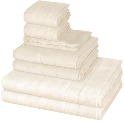 Cawö Sonstiges 2 X washandjes 2 X gasten- 2 X douche- 2 X handdoek - in set 8 pack Noblesse