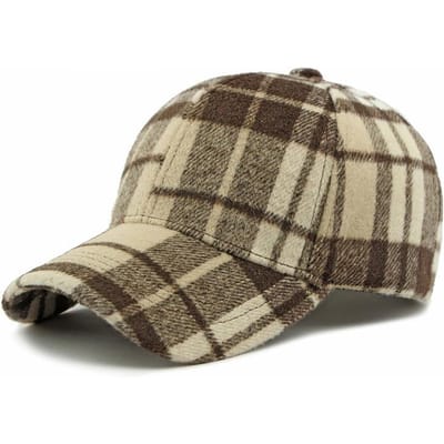 Chique Brits Geruite Baseballpet voor Dames - Verstelbaar, Zonbeschermend & Stijlvolle Papa Pet met Casual Pasvorm Adjustable beige