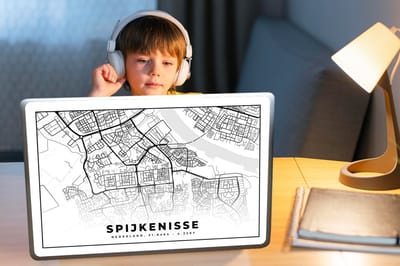 Laptop sticker - 17.3 inch - Kaart - Spijkenisse - Nederland - 40x30cm - Laptopstickers - Laptop skin - Cover