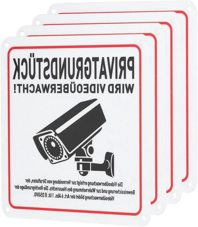 Waarschuwingsbord Videobewaking - Camerabewaking Bord - Veiligheid Aangeven - Weerbestendig Aluminium - 15 x 15 cm - Zilver