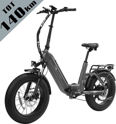TTGO F6 Pro Opvouwbare Elektrische Fiets – 864Wh Lithium Accu – Actieradius tot 140 km – Aluminium Frame met Achtervering – 20×4.0 inch Fatbike Banden – Shimano 7 Versnellingen – Hydraulische Schijfremmen– Elektrische Stadsfiets – Grijs