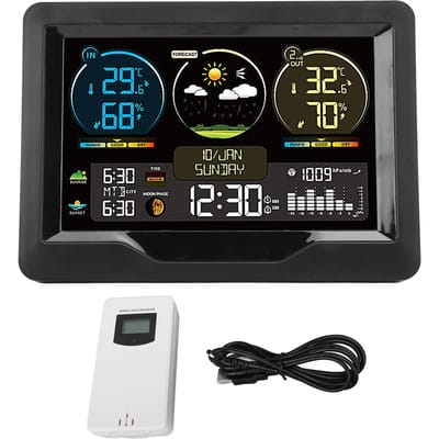 Digitale Weerthermometer Weer Draadloze Temperatuur Vochtigheidsmonitor met Elektrische Zonsopgang black