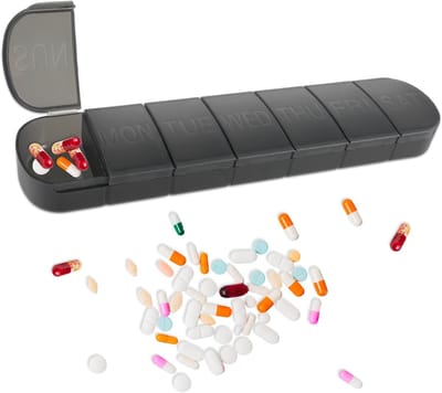 Famanu – Pillendoos 14 dagen, 2 x 7 dagen tablettenbox, overzichtelijke vakken voor medicijnen en vitamines