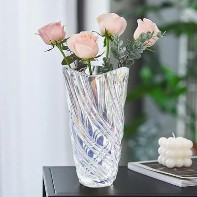 Moderne Minimalistische Glazen Bloemenvaas van 24 cm - Handgemaakt en Duurzaam voor Bloemenarrangementen en Thuisdecoratie