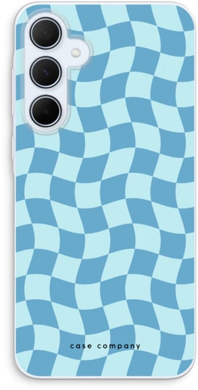 Case Company® - Hoesje geschikt voor Samsung Galaxy A35 hoesje - Grid Blauw - Soft Cover Telefoonhoesje - Bescherming aan alle Kanten en Schermrand
