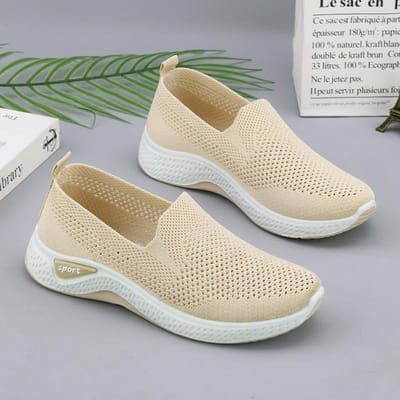Dames Nieuwe Damesschoenen Casual Ademend Mama's Schoenen Sokken Mesh Schoenen Zachte Zool Sport Dames 36 gray