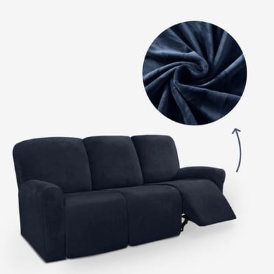 BankhoesDiscounter Velvet Recliner Fauteuil Hoes – Relaxzetel – Relax Sofa Hoes – Bankbeschermer – Zetel Hoes - Sofa Cover - M3 (175-231cm) - Donkerblauw