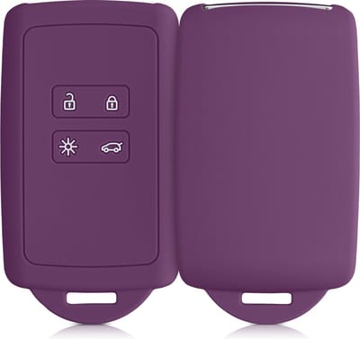 kwmobile autosleutelhoes geschikt voor Renault 4-knops Smartkey autosleutel (alleen Keyless Go) - Siliconenhoes in magenta-lila - Sleutelcover