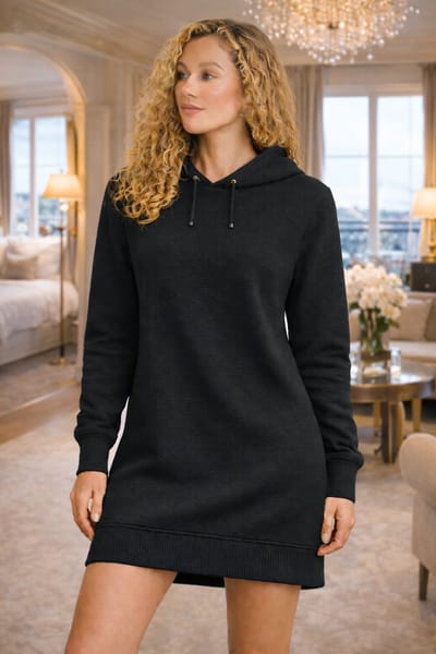 La Booty- dames lange trui- zwart- katoen- sweater- handmade in België- maat L