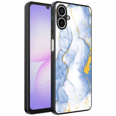 Geschikt voor Samsung Galaxy A07 Telefoonhoesje met Lichtblauw Goud Marmer Opdruk - TPU Backcover Case Lightblue Gold Marble Design - Smartphonica geschikt voor Samsung Galaxy A07
