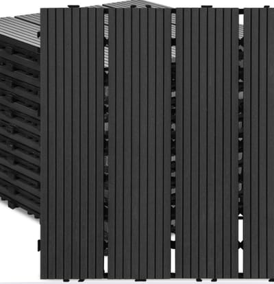 Terrastegels 30x30cm 55 stuks 5m² WPC Tegels Balkon Terras of Vlonder Snelle Montage Vlondertegel Tuintegels Terrasplanken Balkon vloer Kliktegels Buiten tegels Donkergrijs