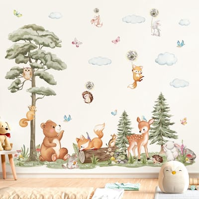 Dailygoody - Muurtattoo - Grote bosdieren - Wanddecoratie - Kinderkamer - Muurstickers - Unieke stijl - Geschikt voor binnen