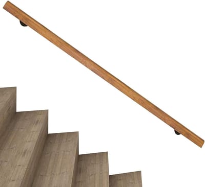 Houten trapleuning - Muursteun trap - Veilig traplopen - Stevige constructie - 80 cm - Naturel