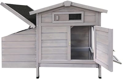 Kippenhok - Houten Kippenhok Op Poten - Pluimveehok - Met Legnest - Uitschuifbare Lade - Roofdierbestendig - Tuin - 104x60x71,5cm - Hout