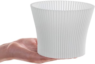KADAX Plantenpot van kunststof, bloempot in modern design, plantenpot voor kamerplanten, kruidenpot voor binnen en buiten (wit, 17 cm)