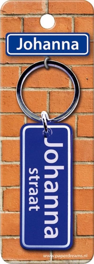 Paper Dreams Sleutelhanger Straatnaam Johanna 9 Cm Staal Blauw