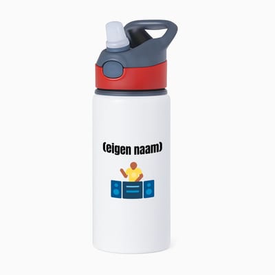 Hacebo® - dj met eigen naam waterfles met rietje rood - Dj - muziek liefhebbers - disc jockey - vinyl - verjaardag - cadeau - kado - water fles - 650ML