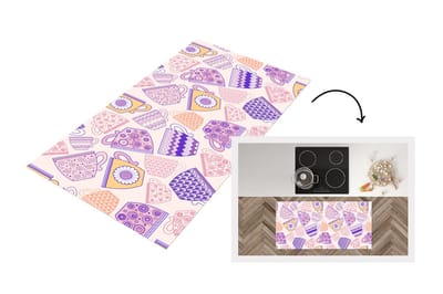 Keukenloper - Loper keuken - Patronen - Theekopjes - Thee - 120x60 cm - Keukenloper vinyl