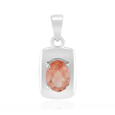 Cavill - Zilveren Hanger - 925 Sterling Zilver - Oregon Zonnesteen 1,03 ct - Perzik Ovaal Edelsteen - Gefacetteerd - Elegant Uniek Design