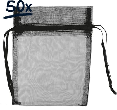 Set van 50 Organza Zakjes (12x15 cm) met Trekkkoord – Perfect voor Cadeaus, Bedankjes en Feestdecoratie