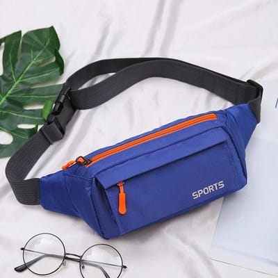 Sac de taille multifonctionnel pour hommes, sac de ceinture pour téléphone portable, léger, étanche, résistant à l'usure, sac de poitrine pour sport, course à pied One Size bleu foncé