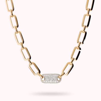 Bronzallure Necklace With Mixed Pavè Link - Yellow Gold WSBZ02518Y.WR Brons 42