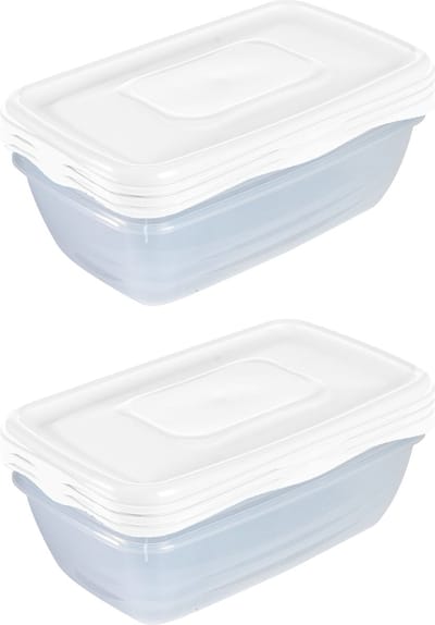 Hega Hogar Vershoudbakjes - 6x stuks - 0.9 liter - transparant/wit - L20 x B12 x H8 cm - Mealprep