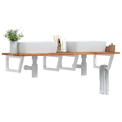 vidaXL - Badkamer - wandschap - staal - en - massief - acaciahout