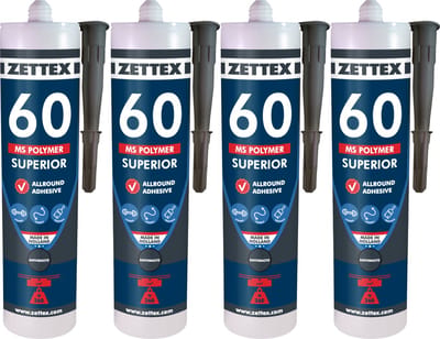 Zettex MS 60 Polymeerkit Superior - Montagekit – Lijmkit – Afdichtkit - Binnen & Buiten - 4x290ml - Antraciet