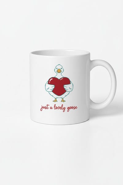 Mok 'Just a Lovely Goose' met Schattige Gans en Hart - Origineel Cadeau