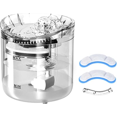 Fontaine d'eau pour chat, distributeur d'eau pour chien, fontaine à boire automatique Super silencieuse de 2L pour animaux de compagnie, 2 eaux General mode transparent