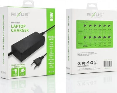 Rixus 90W Universele Laptop Adapter – 12 Connectors | Geschikt voor HP, Dell, Lenovo, Asus, Acer en meer