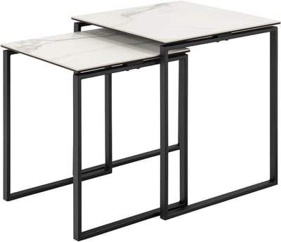 Giga Living Salontafel Glentruan - 50x50x55cm - Wit Keramiek