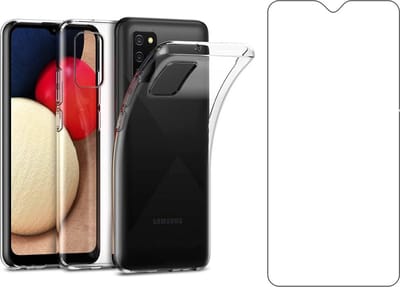 Soft Back Cover Hoesje Geschikt voor: Samsung Galaxy A03s Silicone - Transparant + 1X Tempered Glass Screenprotector - ZT Accessoires