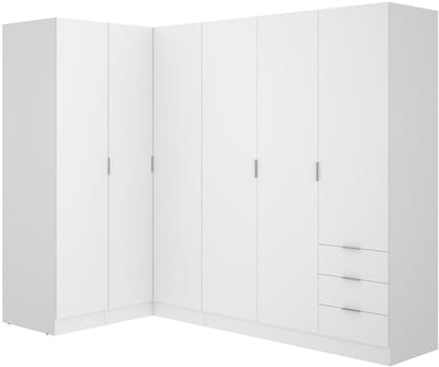 Vente-unique Hoekkast met 6 deuren en 3 lades - L213 cm - Wit - LISTOWEL
