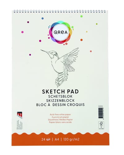 Schetsblok qrea a4 24vel 120gr spiraal | 5 stuks