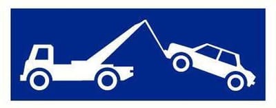 Wegsleepregeling bord, kunststof, blauw wit 200 x 75 mm