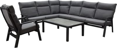 Pacific hoek loungeset 6 delig aluminium antraciet