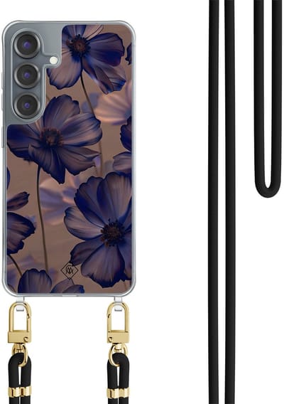 Casimoda® hoesje met koord - Geschikt voor Samsung S25 - Twilight Petals - Afneembaar koord - TPU/polycarbonaat - Paars
