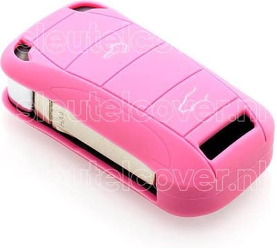 Autosleutel Hoesje geschikt voor Porsche - SleutelCover - Silicone Autosleutel Cover - Sleutelhoesje Roze