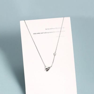 925 Sterling Zilver Vliegtuigje Hanger Ketting Cubic Zircon Clavicle Ketting Sieraden voor Vrouwen Dagelijkse Cadeaus S-N581 45cm gray