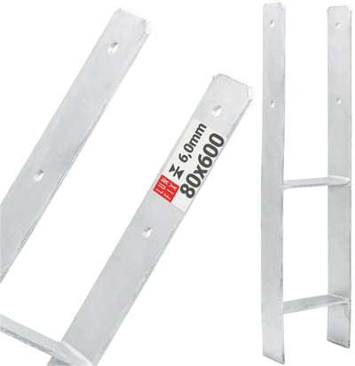 LUN FIX - H-Pfostenverbinder - 80x600x6mm - 1 stuk - Corrosiebestendig - Verzinkt staal - voor hekposten