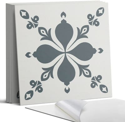 Coloray Wandpanelen Zelfklevend - Decoratief patroon met bladeren Zelfklevende Wandpanelen - 50 cm x 50 cm - Grijs Wandpaneel PVC - 5 stuks - Mozaïeken Wandpanelen Zelfklevend - Keuken Wandpanelen - Wandpanelen Badkamer