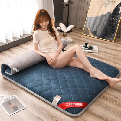 Japanse Futonmatras - Vloermatras Opvouwbaar - Comfortabel Slapen - Ademende Geborstelde Stof - 150 x 200 cm - A