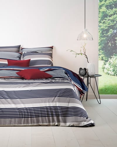 Mistral Home - DEKBEDOVERTREK - katoen renforcé - 200 x 200 cm + 2x 65 x 65 cm - tweepersoons - strepen - grijs