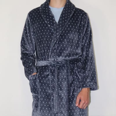 Paul Hopkins Heren Badjas - Kamerjas - Fleece - Grijs Blauw - Maat S