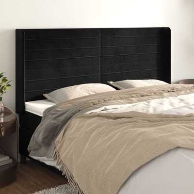 vidaXL - Hoofdbord - met - randen - 183x16x118/128 - cm - fluweel - zwart