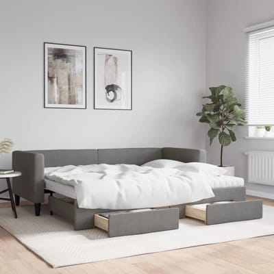 vidaXL - Slaapbank - onderschuifbed - en - lades - 80x200 - cm - stof - donkergrijs