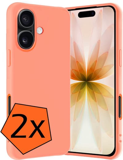 Hoes - 2 Stuks - Geschikt voor Apple iPhone 17 - Sterk & Shockproof - Case Siliconen - Back Cover - Telefoon Hoes - Perzik